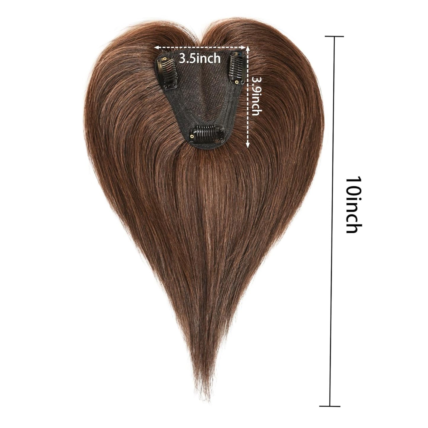 Meiverah Handmade Human Hair Middle Part Clip In Toupee No Bangs Seamless Natural Topper Breathable Mesh Base Women Thickening Hairpiece (Medium Brown/Swissnet)